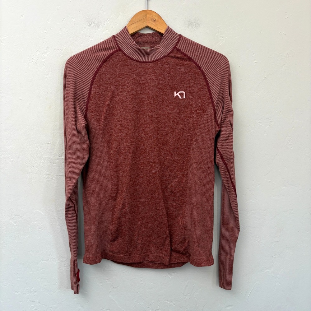 Kari Traa Thermal Base Layer Women Size Large? Rust Red Long Sleeve Pullover